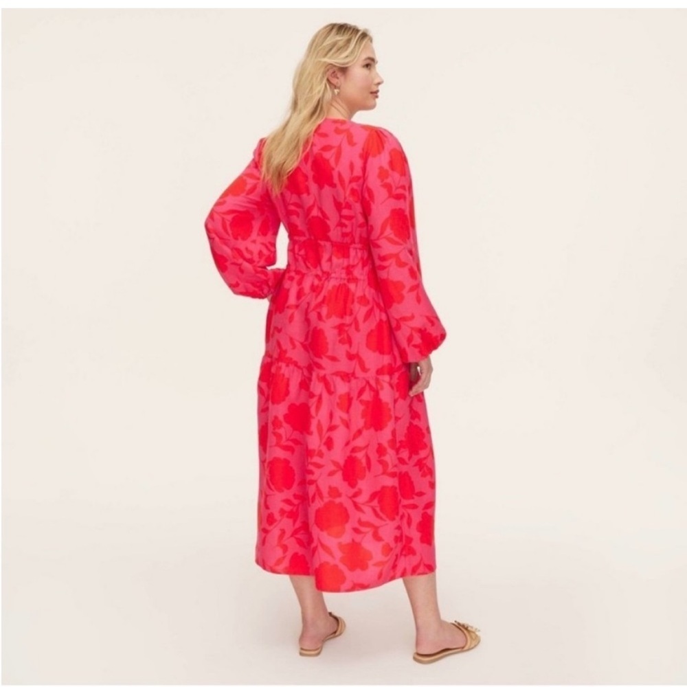 Kate Spade x Target Classic Rose Linen Midi Dress Pink/Red Size Large NWOT - Picture 2 of 12